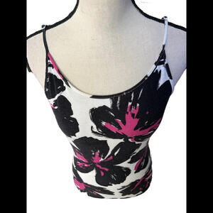 👚🐩Spiegel Cami Top Sz S Adjustable Straps White Pink Black Pullover Sleeveless